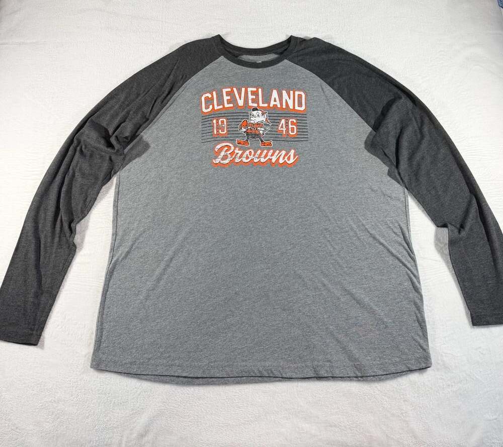 Fanatics Cleveland Browns 1946 Long Sleeve T-Shirt Size 3XL Gray Raglan